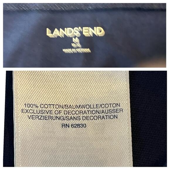 Lands’ End Shift Dress V-neck Sleeveless Soutcache Navy White Women’s Size M - Picture 9 of 10